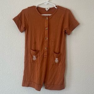 *FREE Kate Quinn 18-24 Months Rust Colored Romper w/ Pineapple Detail on Pockets